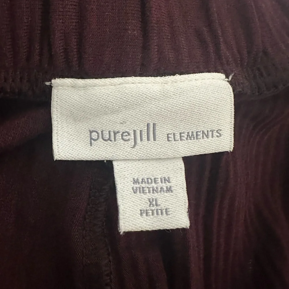 Pure Jill Elements Pleated Wide Leg Pants Plum XL Petite Lenzing EcoVero Pull-On